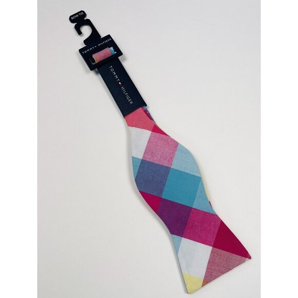 TOMMY HILFIGER Mens Pastel Check BOW TIE Easter Cotton 2013 NWT NEW - Picture 1 of 2